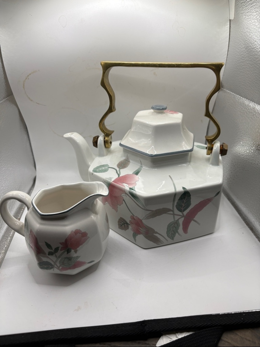 Mikasa Teapot with Creamer Silk Floerd Pattern